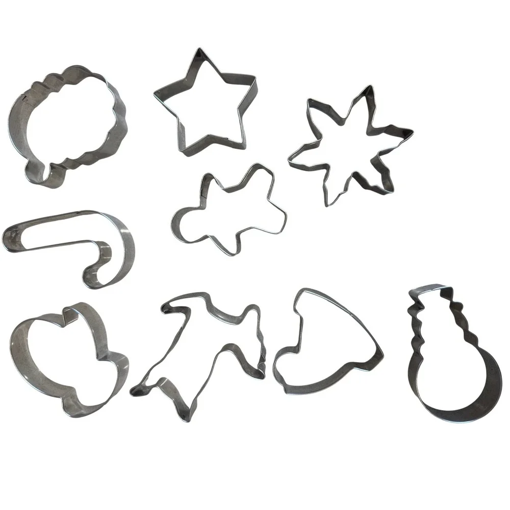 14 Piece Christmas Cookie Cutter Set Stainless Steel Holiday Baking Molds Silver